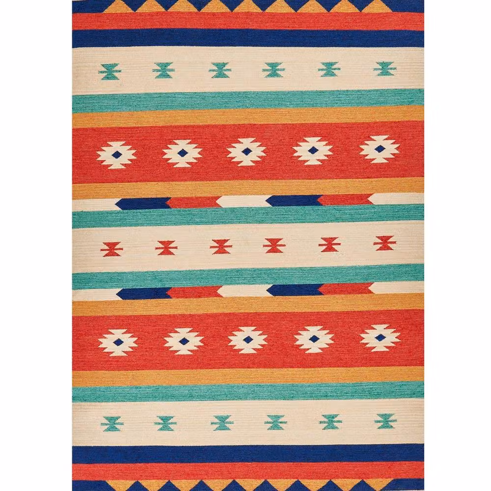 Wyld and Coco Multicolour Cotton Kilim Rug with Fringes, W: 140 cm, L: 200 cm – 2