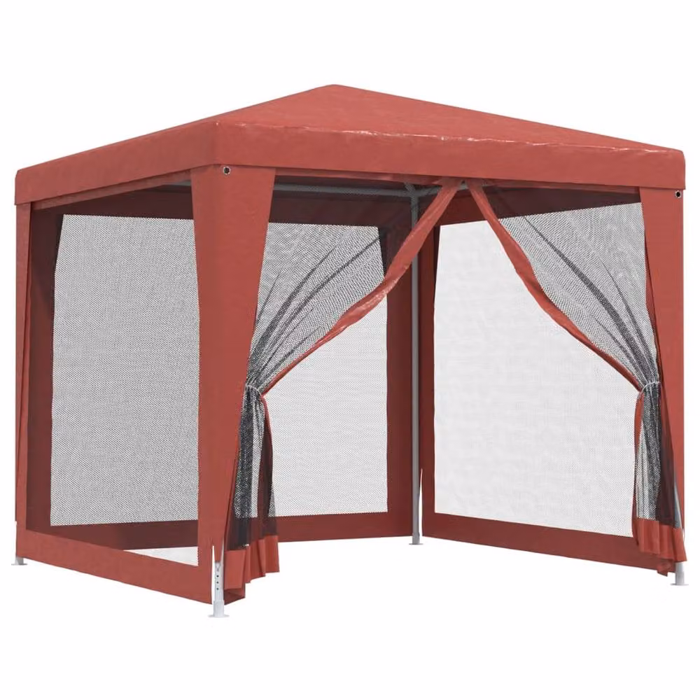 Berkfield Home Party Tent with 4 Mesh Sidewalls, Red, W: 250 cm, D: 250 cm, H: 245 cm – 3