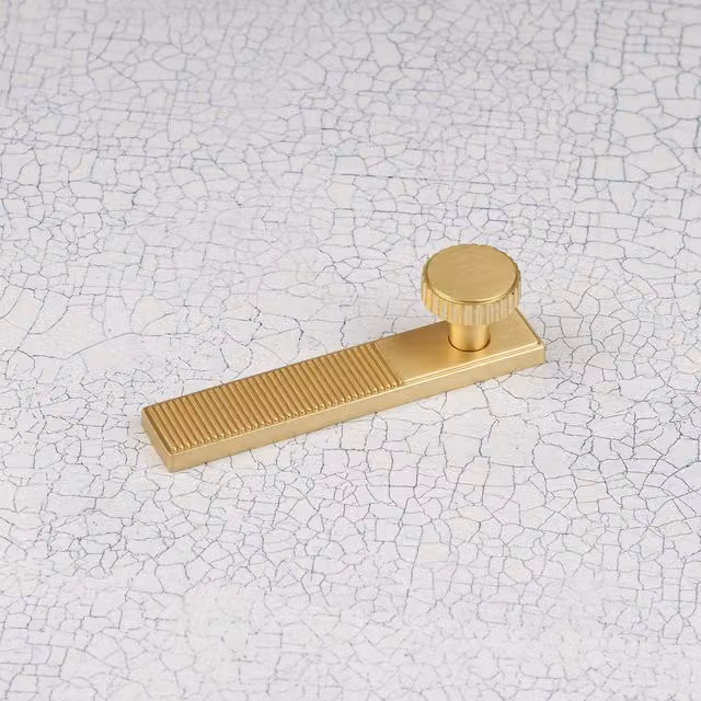 Handle & Home Ribbed Detailing Handles and Coordinating Knobs in Brushed Brass Gold, Zinc