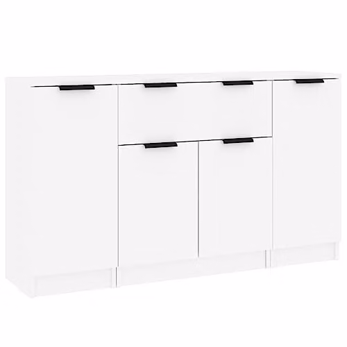 vidaXL Set of 3 Minimalist White Engineered Wood Sideboards
