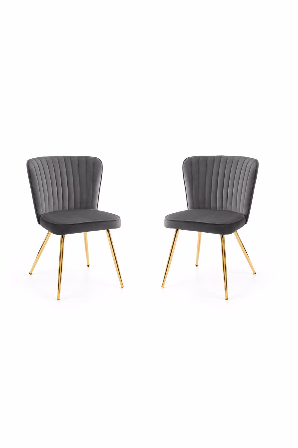 Julian Bowen Cannes Set of 2 Modern Upholstered Velvet Dining Chairs in Grey and Gold – 2