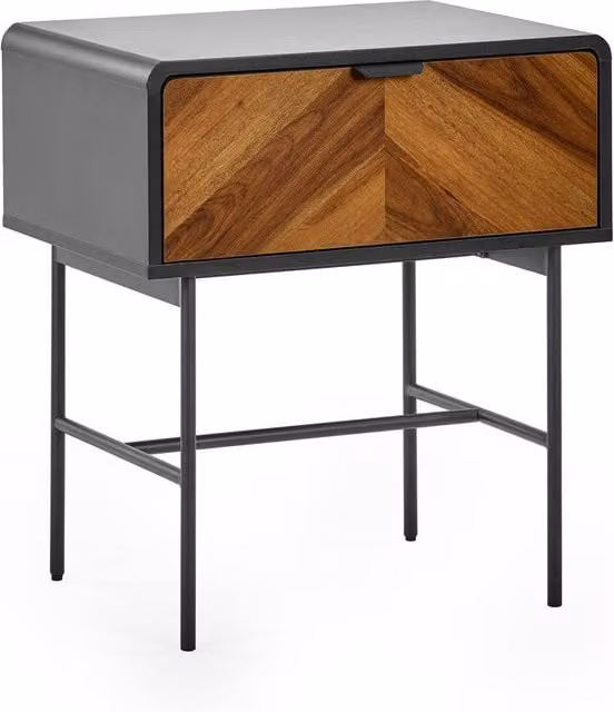 Cheshire Strathmore 1 Drawer Lamp Table in Black and Natural Wood – 1