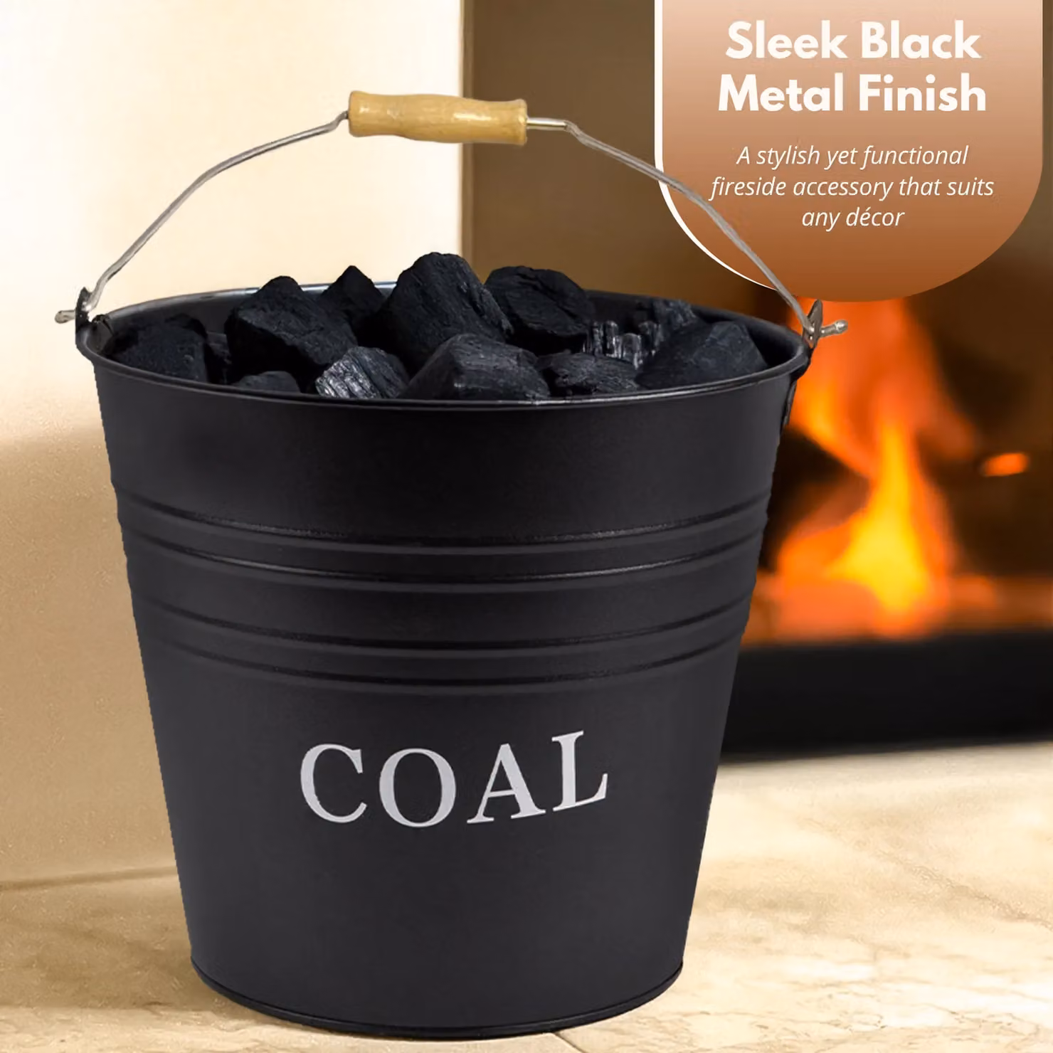 Marco Paul Heavy Duty Fireside Coal Bucket, Black, 12L – 8