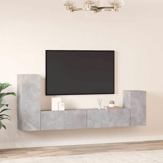 Berkfield Home Classic 4 Piece TV Cabinet Set in Concrete Grey Matt MDF