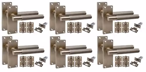 Golden Grace Victorian T-Bar Door Handle Sets, Antique Brass, 6 Pairs – 1