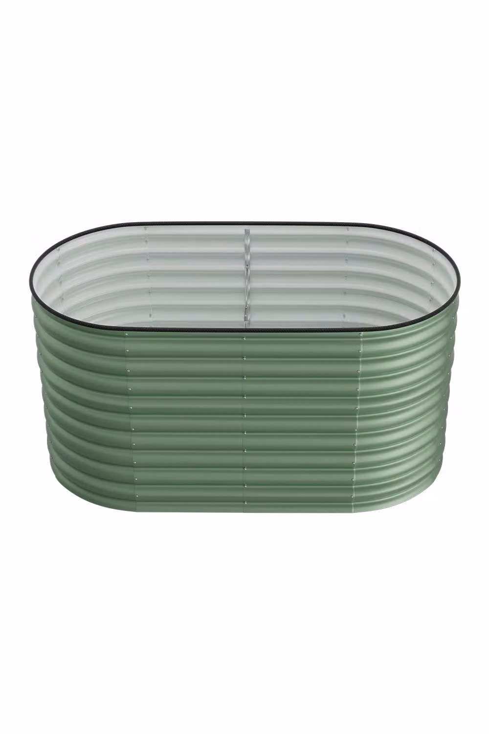 H&O Direct Galvanised Steel Oval Raised Garden Bed in Green, W/D/H: 80 x 80 x 80 cm – 3