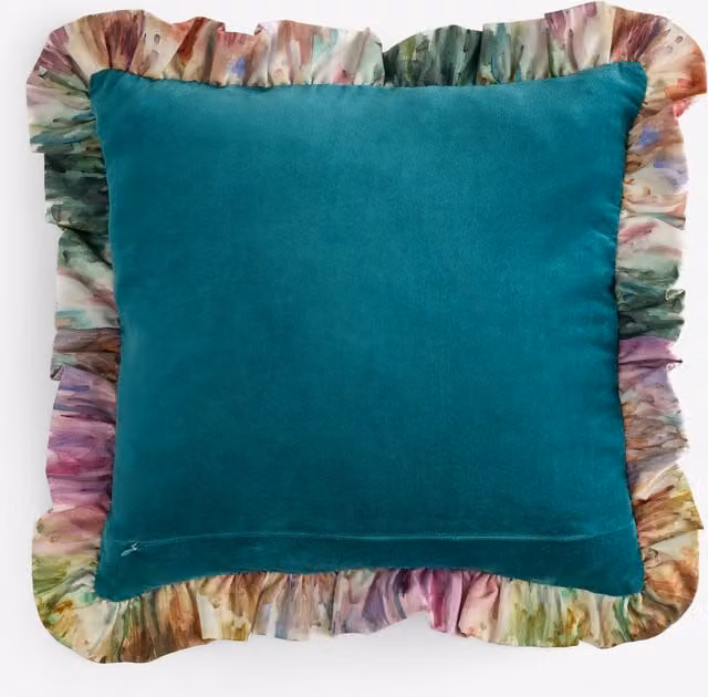 Clarke & Clarke Trueno Feather Filled Square Cushion, Petrol Blue, W/D/H: 43 x 43 x 43 cm