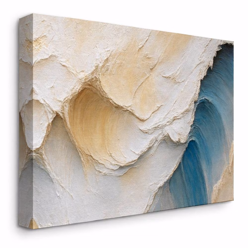 Mafett Large Ocean Wave Effect Canvas Wall Art Print in Beige, Blue and Multicolour, W: 150 cm, H: 80 cm – 2