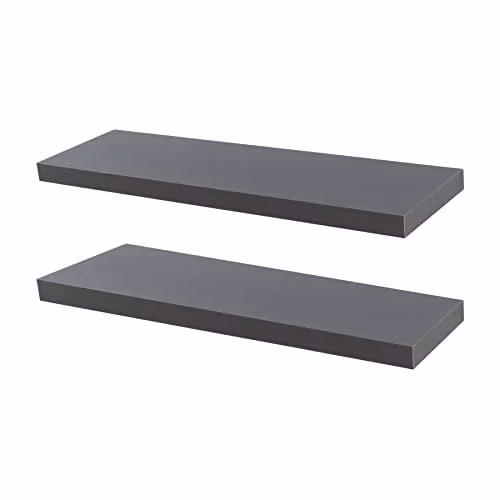 Harbour Housewares Modern Floating Wall Shelves, Pack of 2, Grey, W: 80 cm – 1