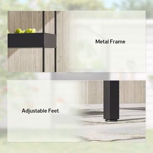 Outsunny 2 Tier Metal Plant Stand with Hook, Black, W/D/H: 70 x 35 x 150 cm – 5