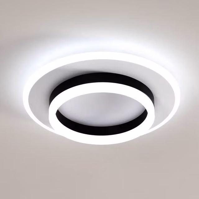 Pheashine Round LED Ceiling Light, 28W Cool White, Diameter: 30 cm, Black