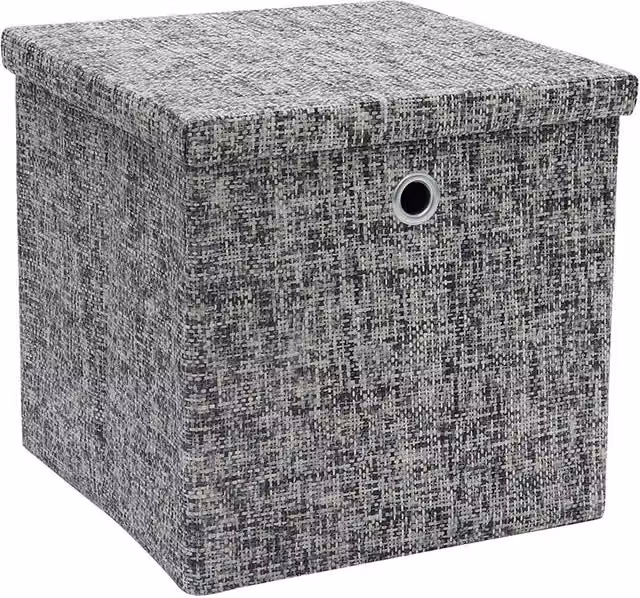 JVL Urban Square Paper Lidded Storage Basket in Grey – 1