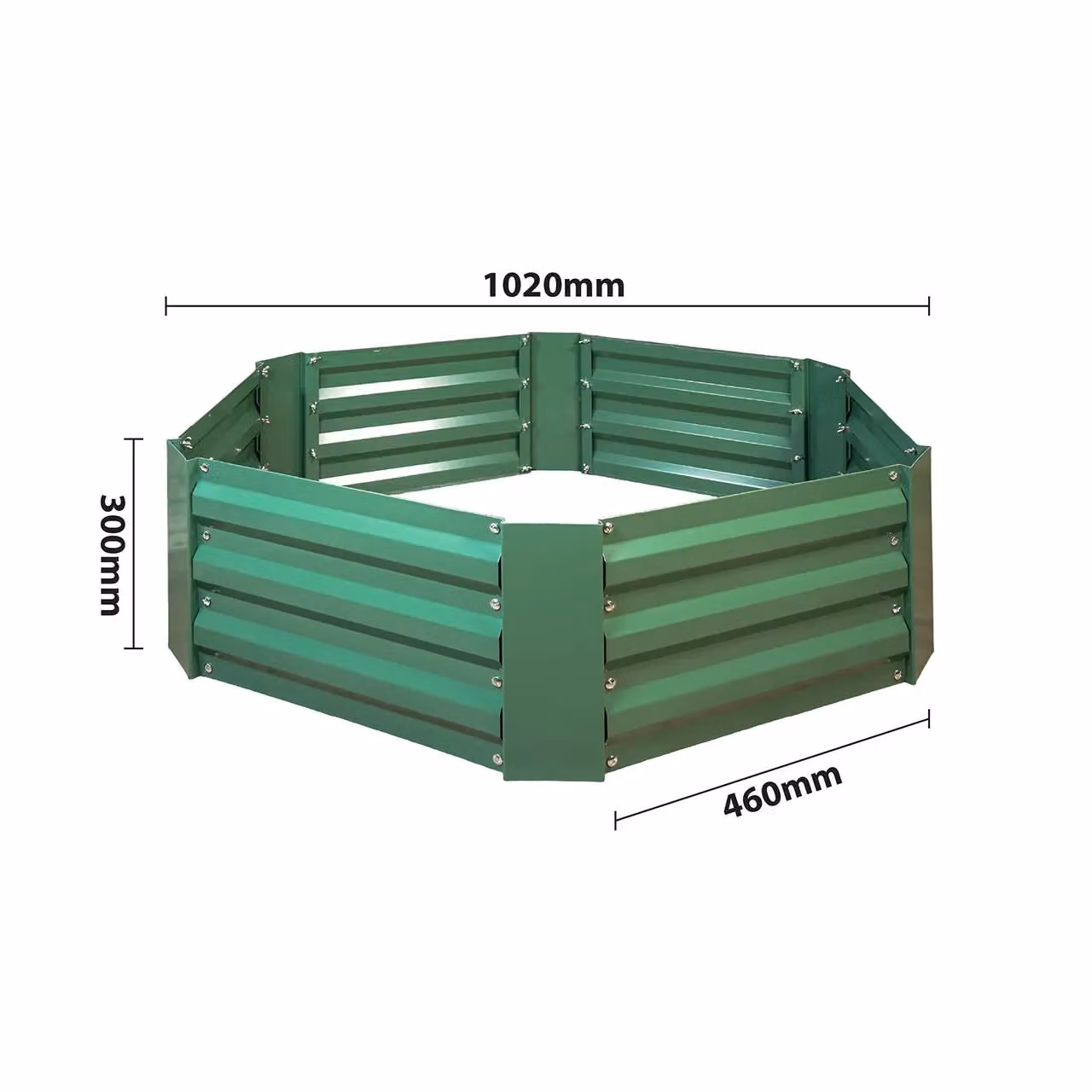 mysmartbuy Hexagonal Metal Raised Garden Bed in Green Steel, W102 x D102 x H30 cm – 3