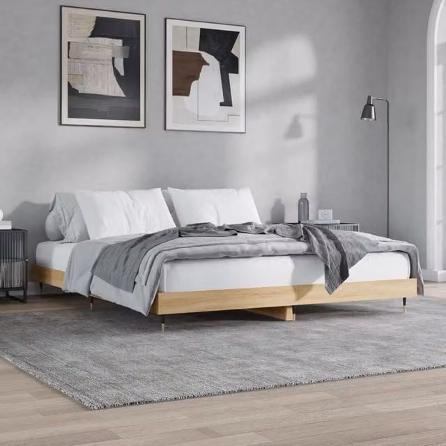 Berkfield Home Sonoma Oak Bed Frame in Brown, Engineered Wood, W/D/H: 120 x 200 cm – 1