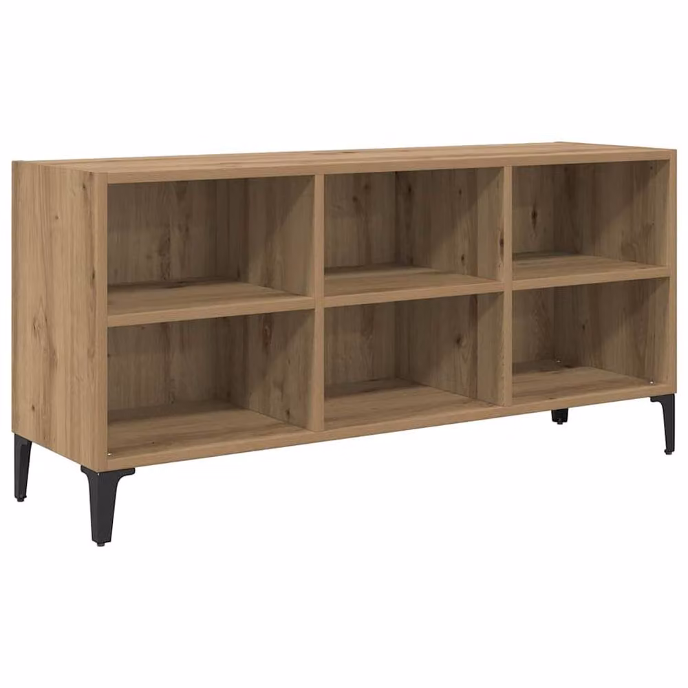 Berkfield Home Artisan Oak Medium TV Stand in Brown with Metal Accents – 3