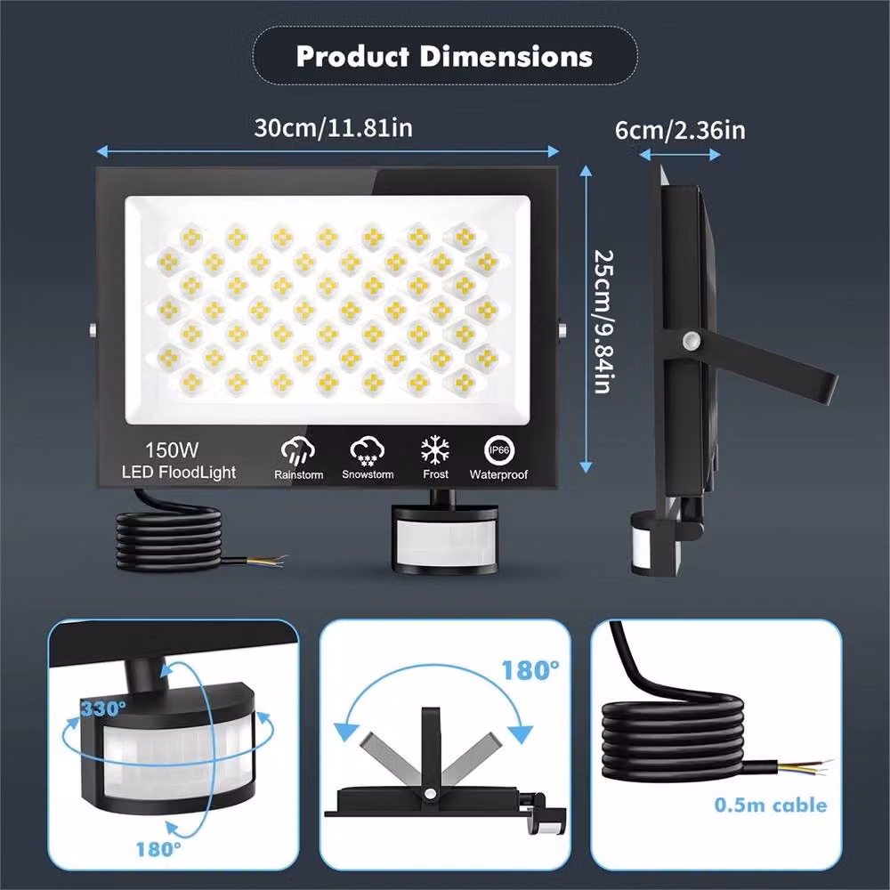 SPETLEK 150W LED Outdoor Garden Flood Light with Remote Control, Black – 2