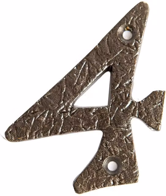 Hammer and Tongs Rustic Iron Numeral 4 Wall Number in Grey