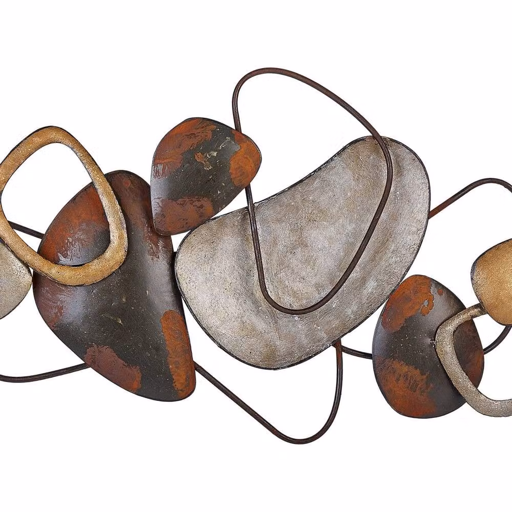 Wyld and Coco Brown Metal Geometric Abstract Wall Sculpture – 2