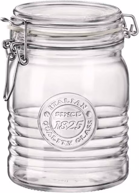 Bormioli Rocco Airtight and Leakproof Glass Jar with White Stopper, 0.75 l
