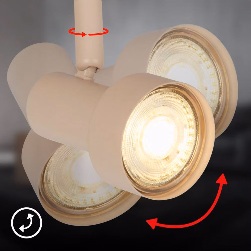 Briloner Beige Metal Adjustable Ceiling Spotlight for GU10 Bulbs, W: 47.5 cm – 3