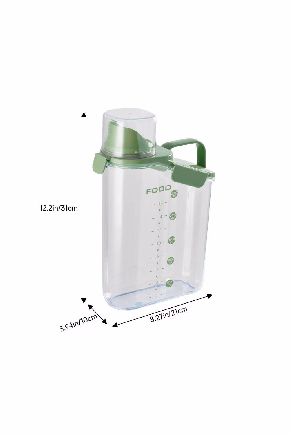 Living and Home Airtight Cereal and Dry Food Storage Container with Measuring Cup, 2.8 l, Green – 3