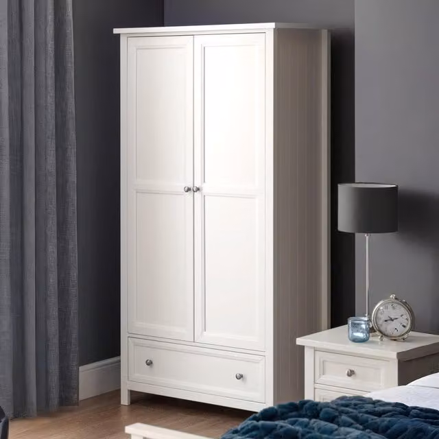 Julian Bowen Maine White 2 Door Wardrobe with Integrated Drawers – 2