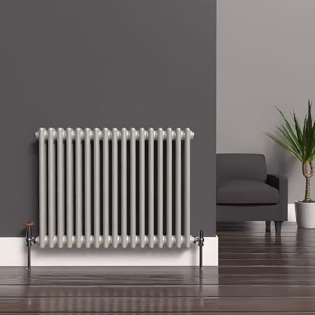 Lux Heat Horizontal 2 Column Steel Radiator in Dove Grey, W: 60.0 cm, H: 78.5 cm