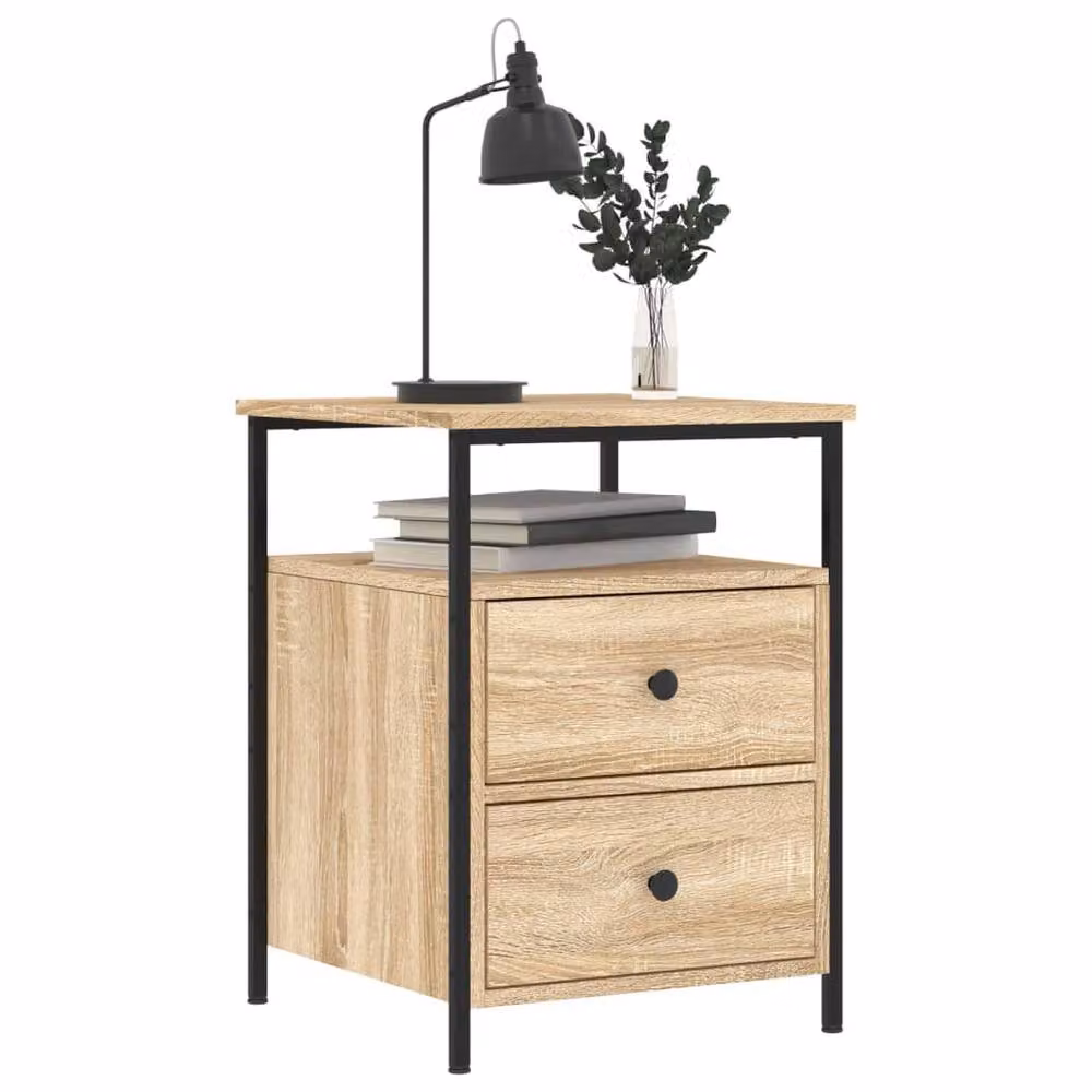 Berkfield Home Set of 2 Bedside Cabinets in Sonoma Oak and Brown, W/D/H: 44 x 45 x 60 cm – 2