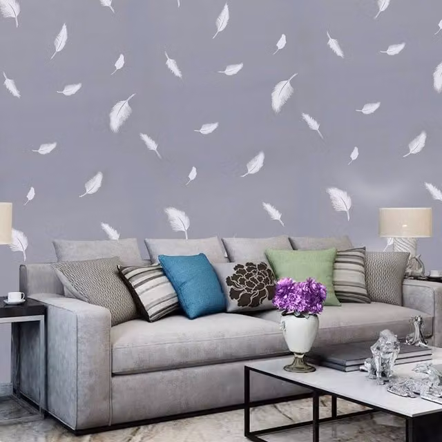NESTLUNE Modern Floral Self Adhesive Peel and Stick Wallpaper Roll, Multicolour and Grey, W: 100 cm, H: 15 cm