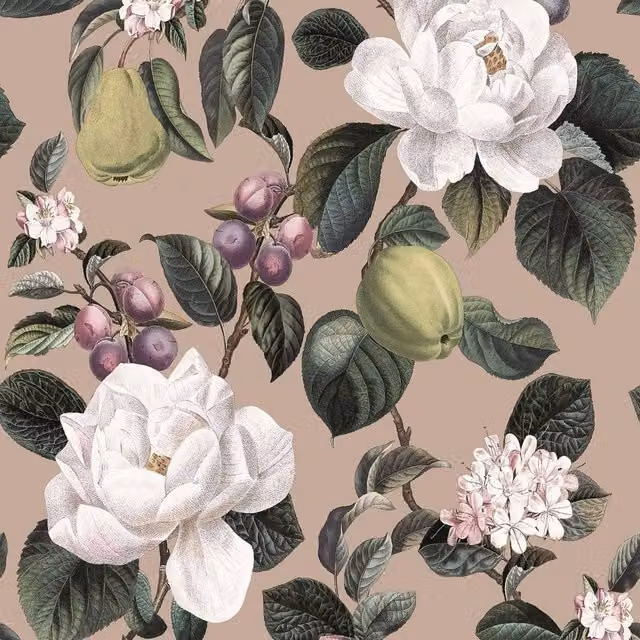 Holden Décor Pyrus Floral Botanical Wallpaper in Beige