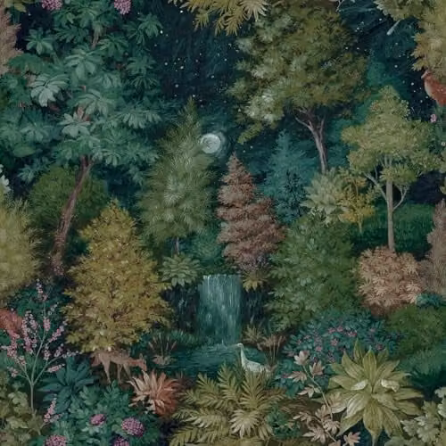 Holden Decor Botany Midnight Woods Mystical Forest Themed Green Floral Wallpaper