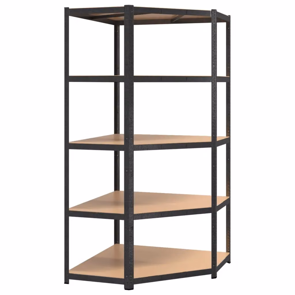 Berkfield Home 5-Layer Heavy-duty Corner Shelf in Grey Steel and Engineered Wood – 2