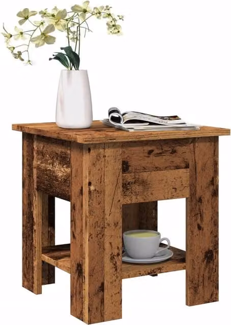 Berkfield Home Rustic Square Coffee Table in Brown, W/D/H: 40 x 40 x 42 cm