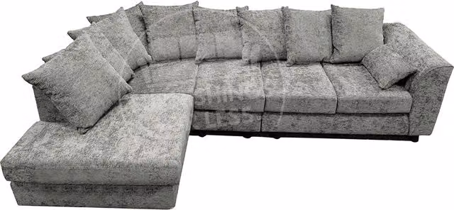 Furnishings For Less UK Monaco Chenille Fabric 5 Seater L Shaped Corner Sofa, Left Hand Facing, Light Grey