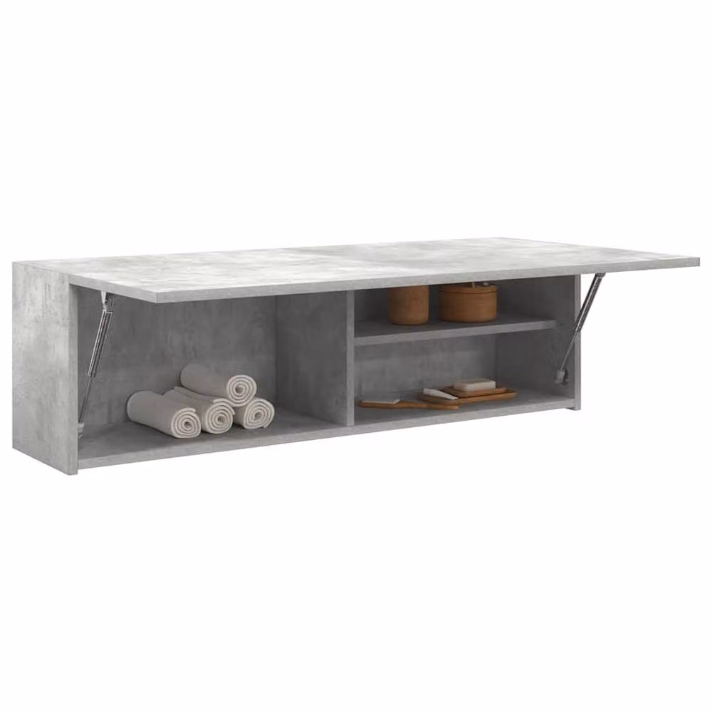 Berkfield Home Concrete Grey Wall Mounted Bathroom Cabinet with Hinged Doors, W: 100 cm, D: 25 cm, H: 30 cm – 2