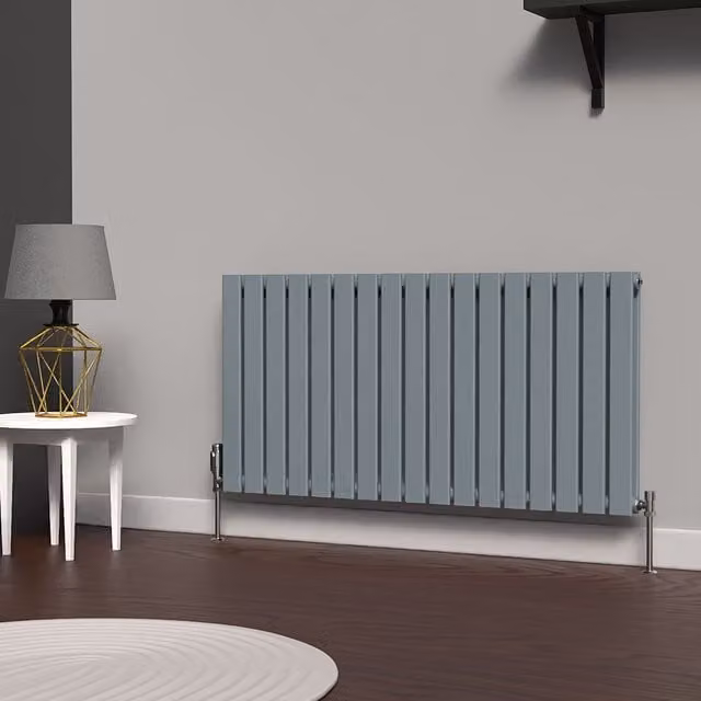 Lux Heat Flat Horizontal Double Steel Radiator in Pebble Grey, W: 119 cm, H: 60 cm