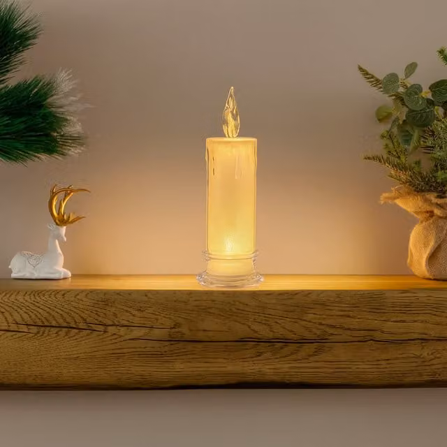Marco Paul White Christmas LED Flameless Pillar Candle with Flicker Effect
