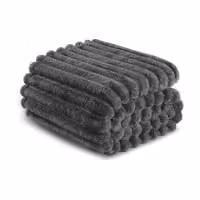 Dyzi Ribbed Jacquard Fleece Throw Blanket, Grey, W/D/H: 200 x 240 cm – 2