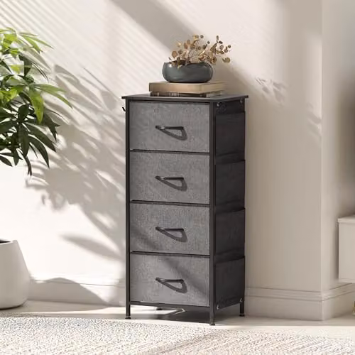 HOMCOM Modern Fabric Chest of Drawers for Bedroom in Grey – 7