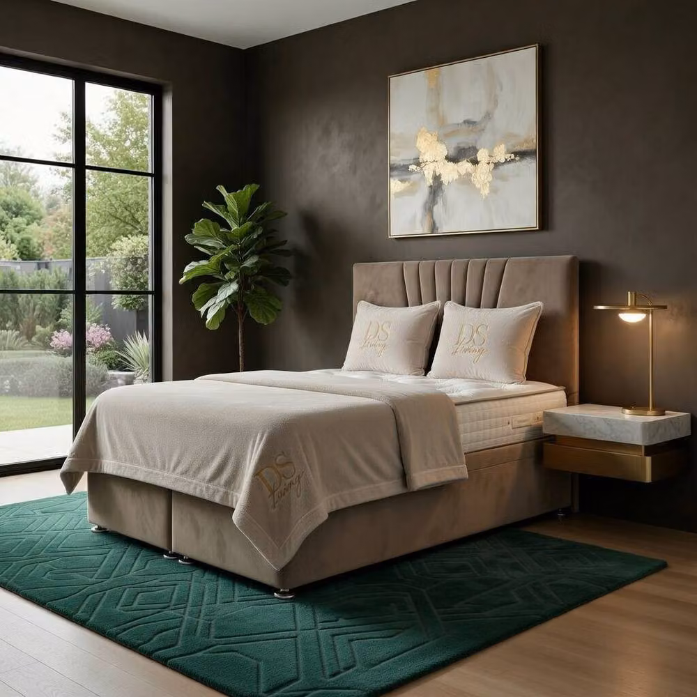DS Living Vesper Mink Ottoman Bed in Brown Velvet, W/D/H: 140 x 200 cm – 3