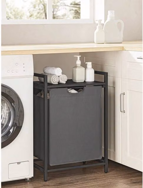 VASAGLE Grey MDF Laundry Basket with Removable Fabric Bag