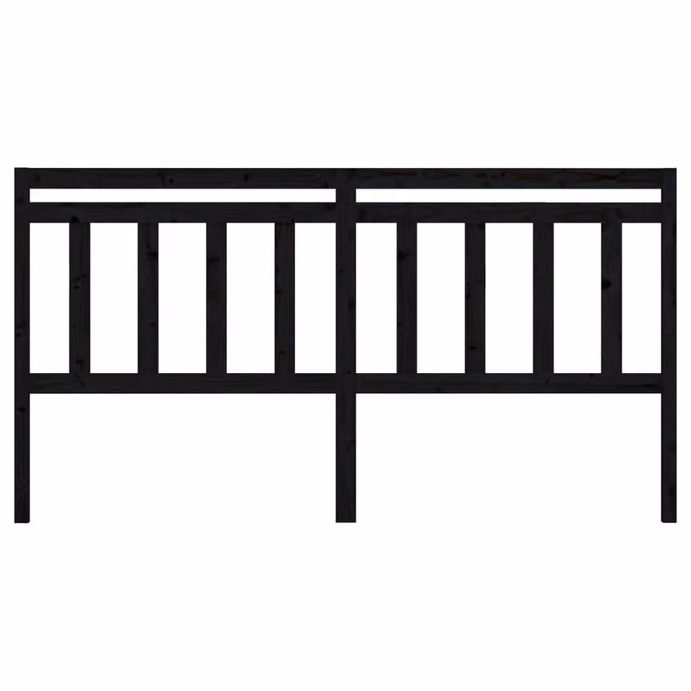 Berkfield Home Black Solid Pine Wood Bed Headboard W/D/H: 206 x 4 x 100 cm – 3