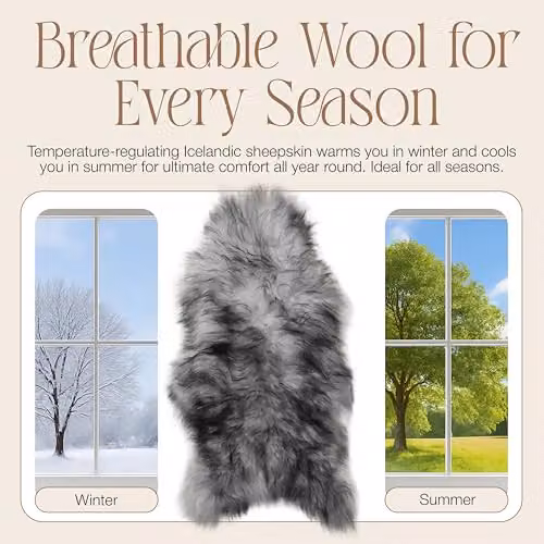 Simply Sheepskin Black and White Icelandic Wool Rug, W: 100 cm, D: 60 cm – 3