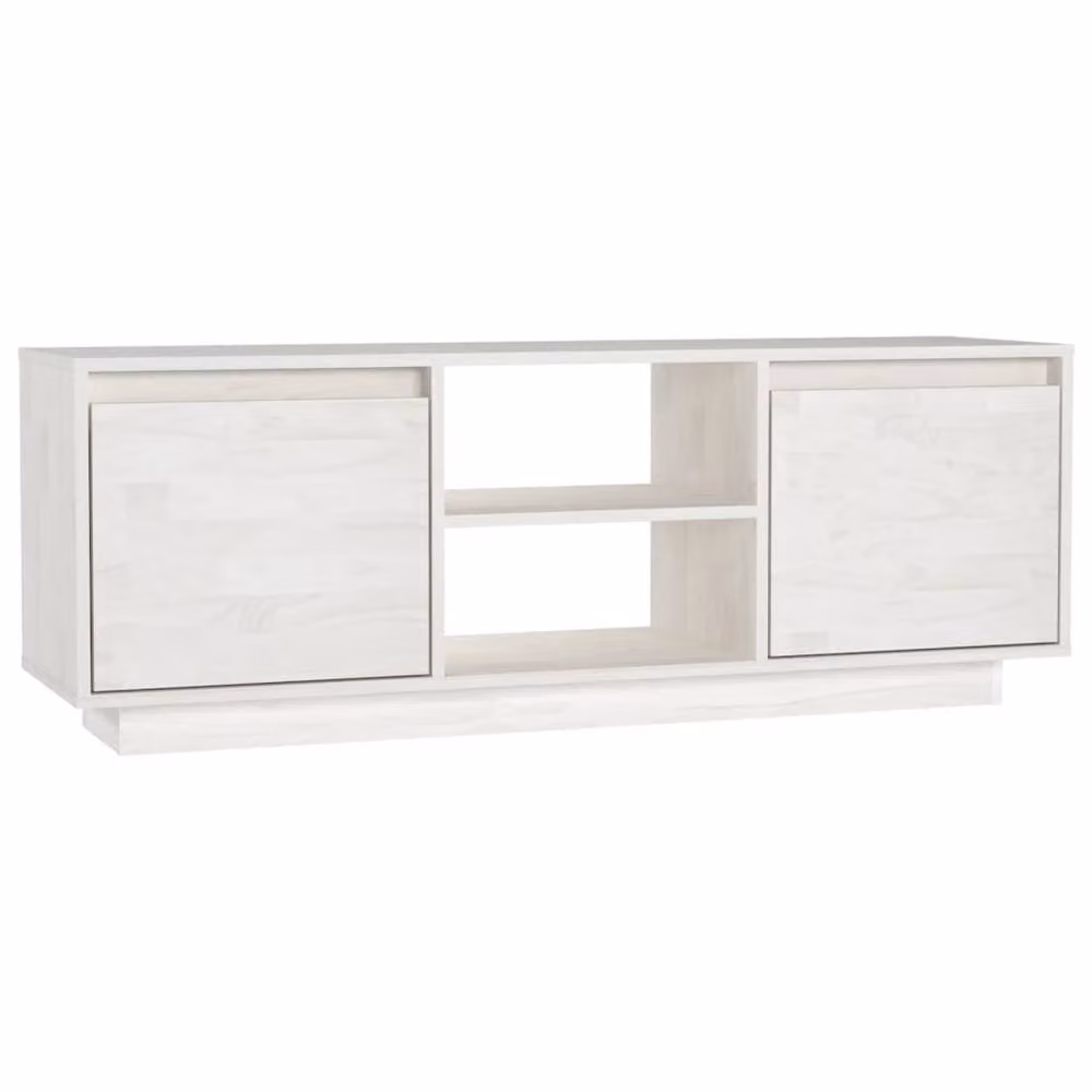 Berkfield Home White Solid Pinewood TV Cabinet W/D/H: 110 x 30 x 40 cm – 3