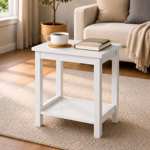 Spot On Dealz Modern Square Small Side Table in White with Matt MDF Laminate Finish