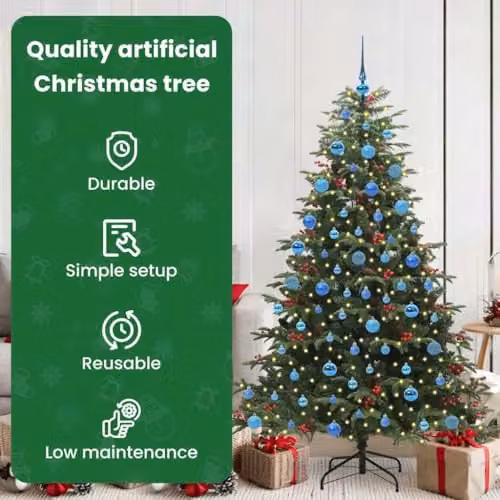 vidaXL Artificial Christmas Tree with 300 LEDs and Stand, Green, Height: 180 cm – 4
