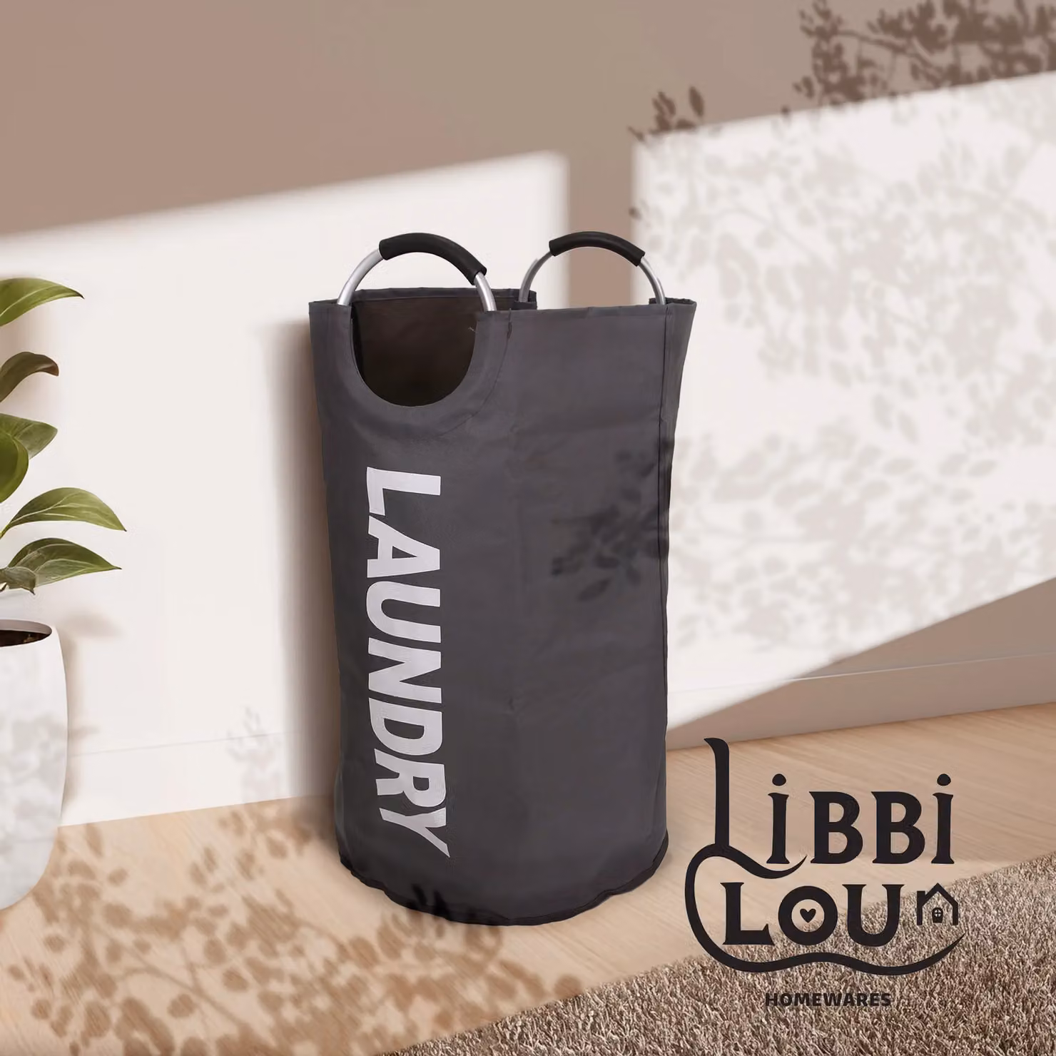 Libbi Lou Grey Fabric Laundry Bag Hamper 125L, W/D/H: 43 x 79 x 120 cm – 4