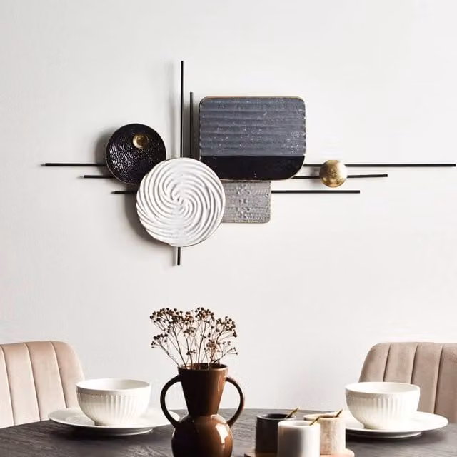 Wyld and Coco Grey Metal Abstract Hanging Wall Decor, W/H: 100 x 150 cm