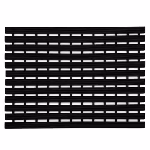 Nicoman Non-Slip Shower Drying Mat with Slatted Duckboard Design, Black, W: 61 cm, D: 43 cm