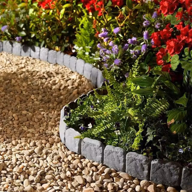 Gainsborough Grey Stone Effect Interlocking Garden Lawn Edging, 10 Pack, 2.4m Total Length